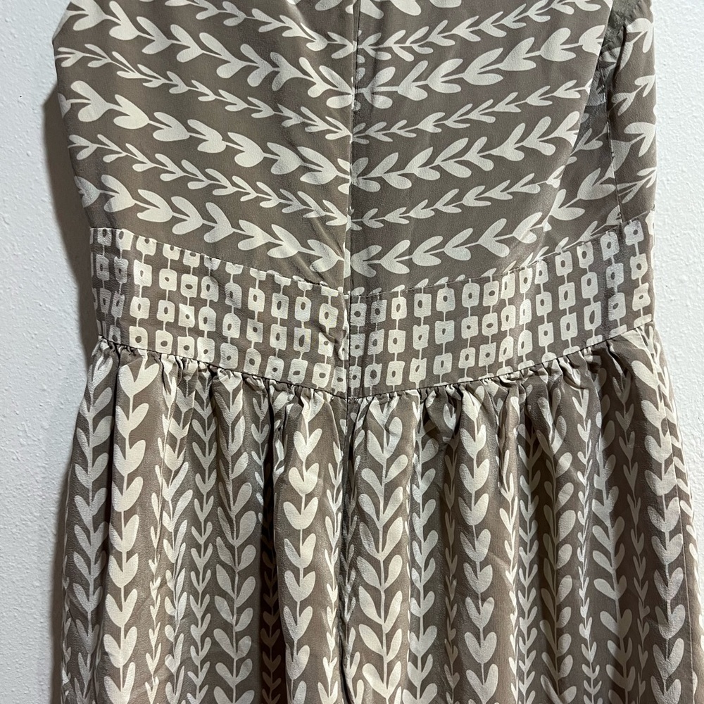 Anthropologie Tan and Purple Midi Dress 100% silk - Picture 7 of 8